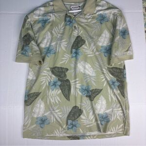 Summa Men's Size 3X Polo Shirt Tropical Palm Leaves Green Floral Short Sleeve